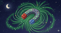 Neon Zodiac magnet with magnetic horseshoe in space theme