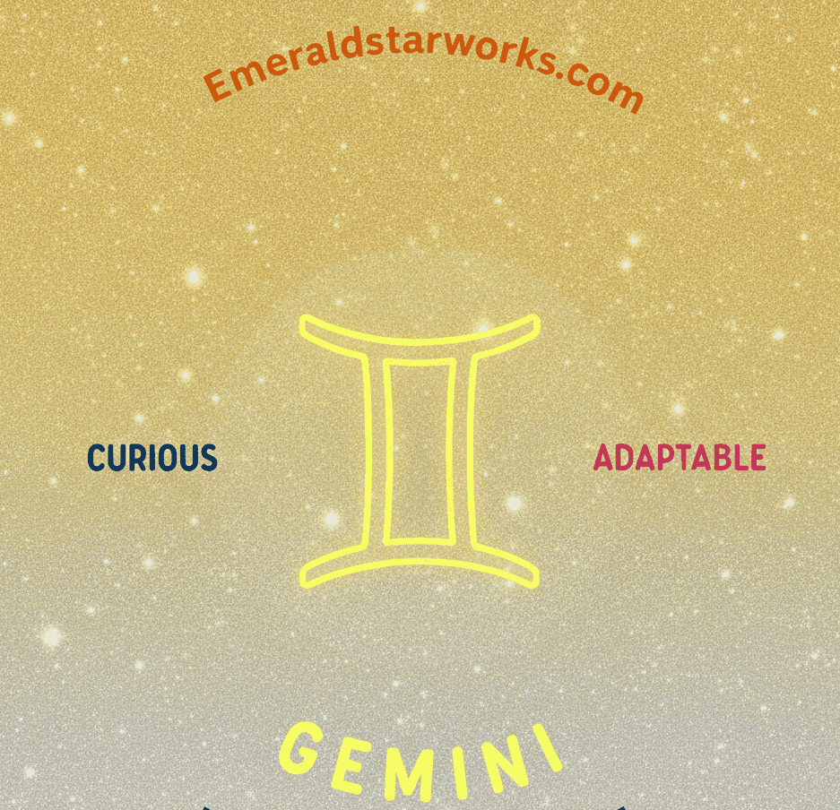 Gemini zodiac symbol badge with celestial design and starry background