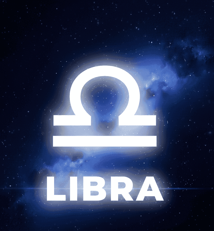 Libra zodiac symbol with galaxy background