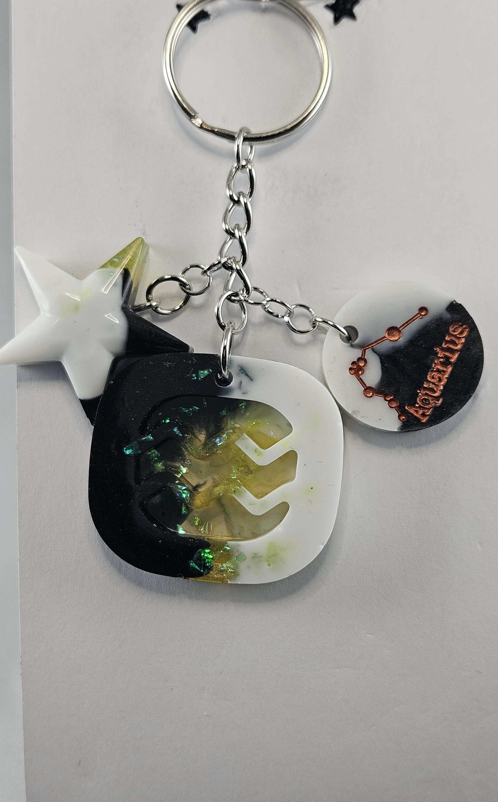 Miner's Galore Aquarius Keychain featuring Aquarius zodiac symbol astrology accessory