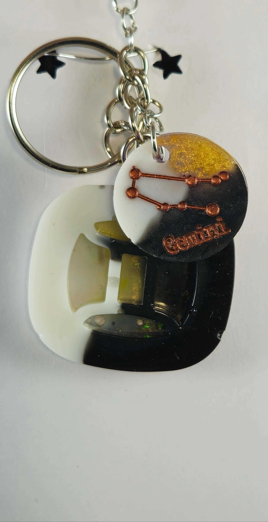 Gemini Horoscope Charm Keychain Heart-Shaped Pendant