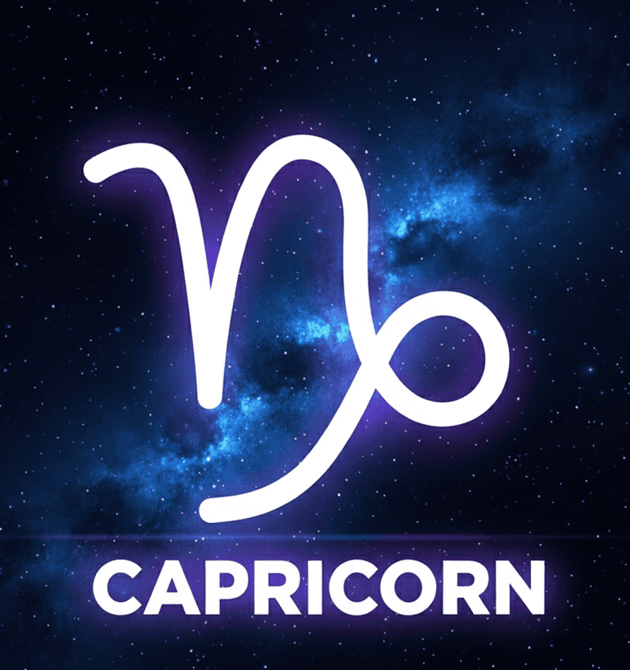 Capricorn zodiac symbol with galaxy background