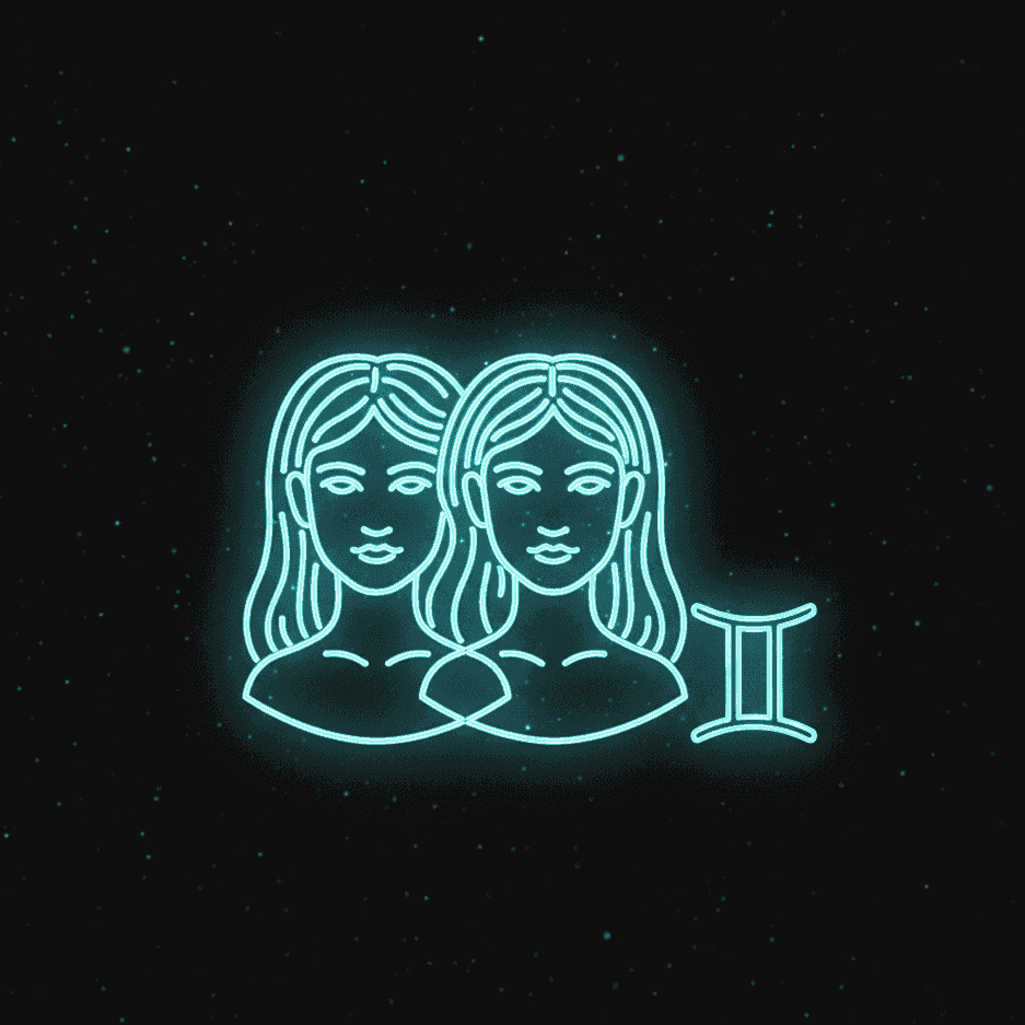 Neon Gemini zodiac twin women badge