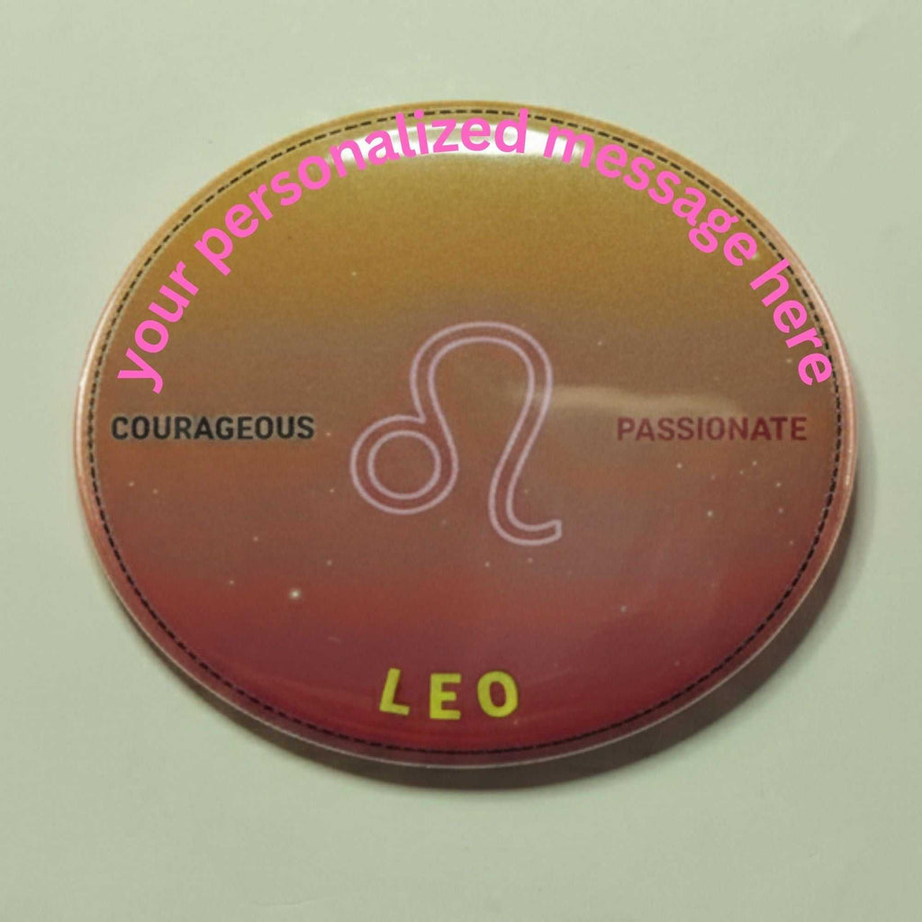 Leo Pink Gold Ombre badge with zodiac symbol