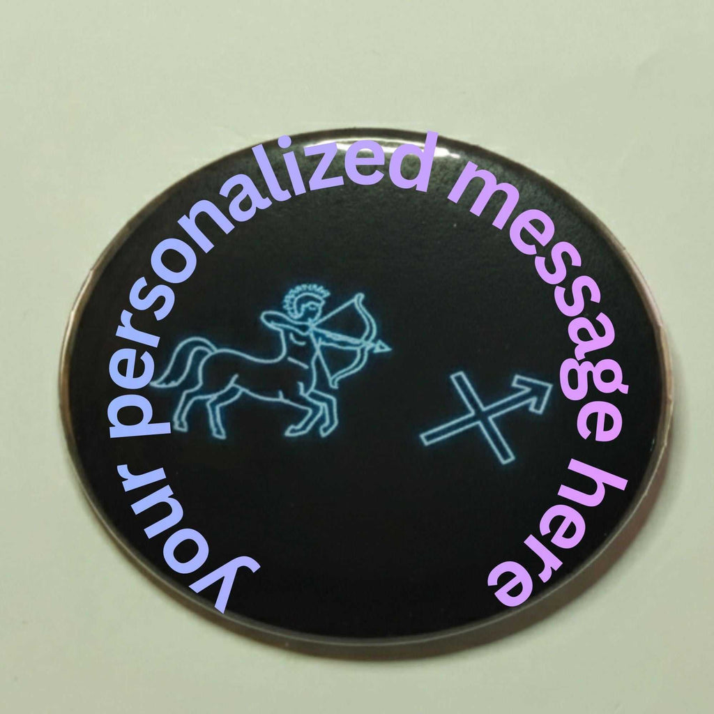 Neon Sagittarius badge with zodiac symbol