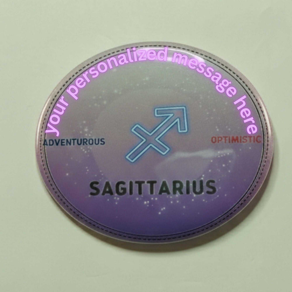 Sagittarius Silver Purple Ombre badge with zodiac symbol